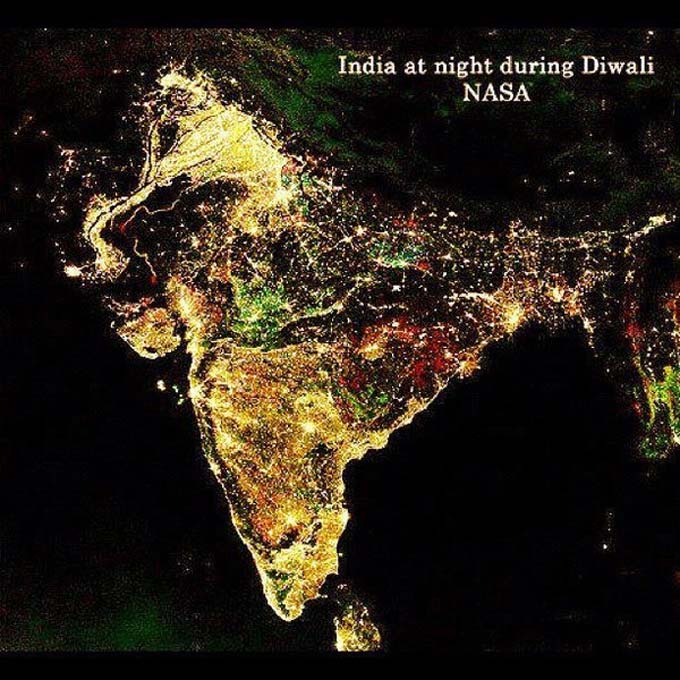 Sorry To Inform You Virender Sehwag But That NASA Photo Of ‘India During Diwali’ Is A Hoax