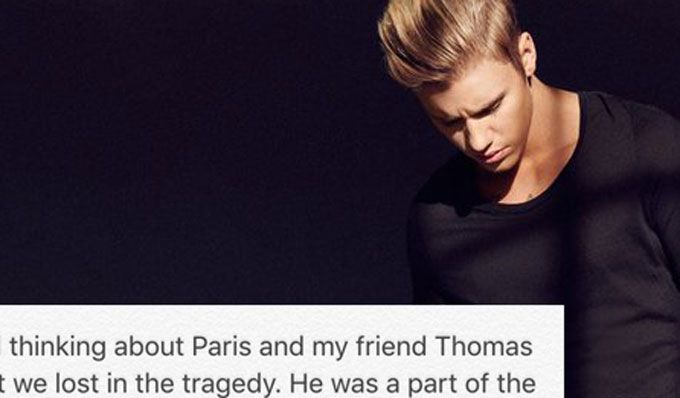 Justin Bieber Tweets An Emotional Message About His Friend Who Passed Away In The Paris Attacks