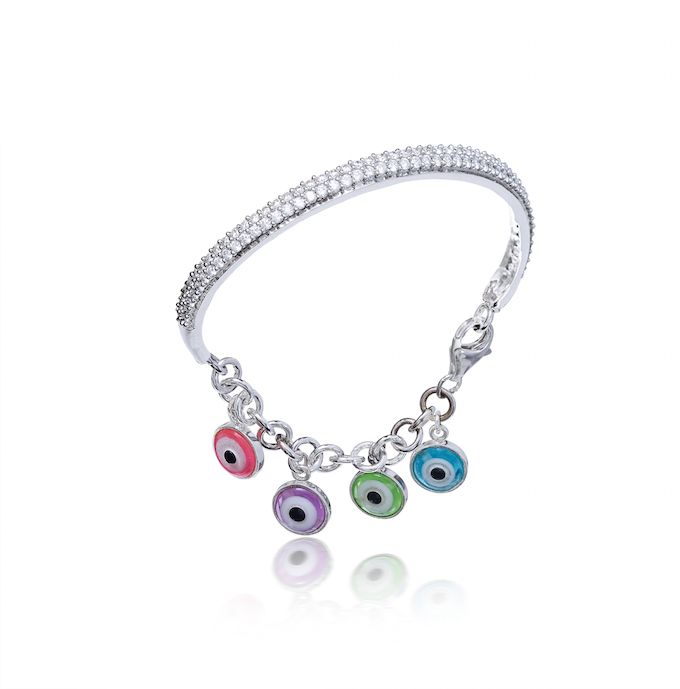 Diamond and evil eye bracelet Cluster bangles from Belle by Vandana