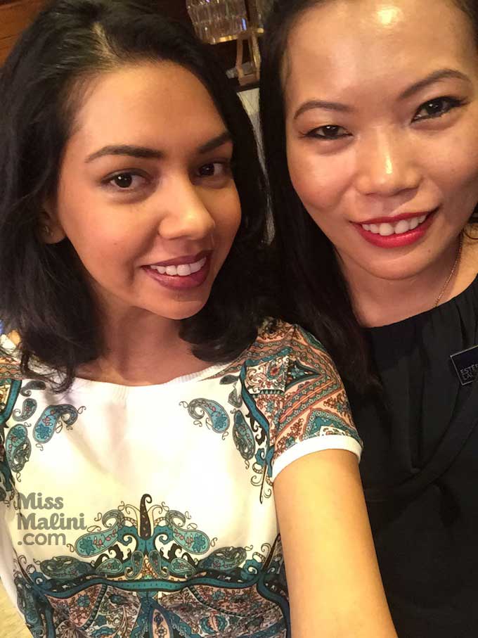 Devanshi Kapadia (beauty blogger) with the Esteé Lauder makeup artist