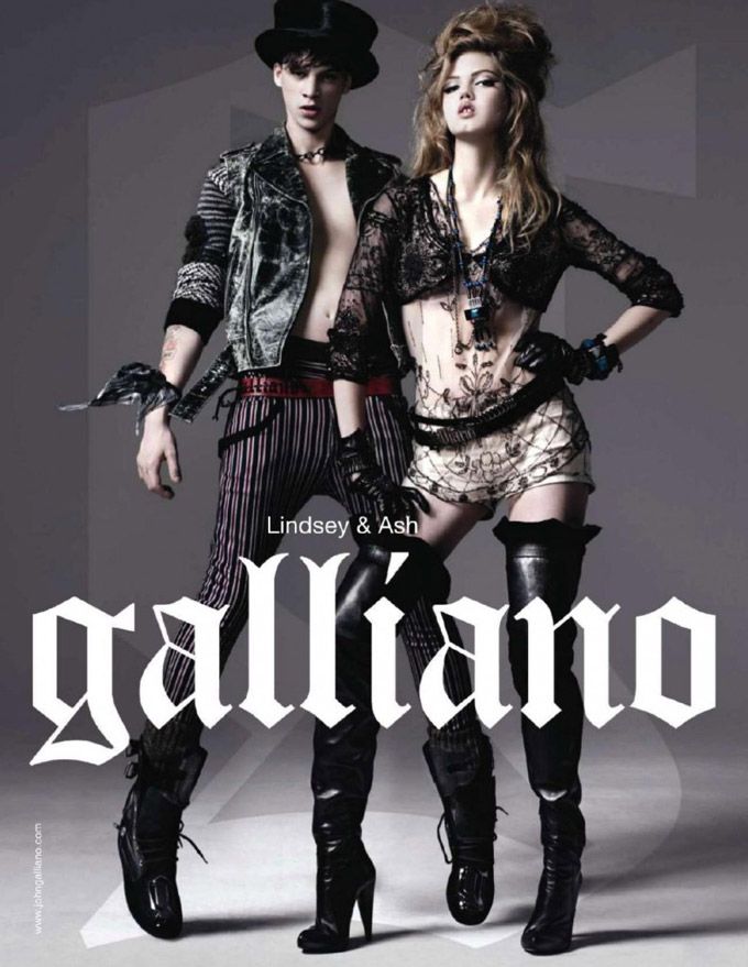 He mixed punk themes with rock and added some sexual tones with the trademark Galliano eccentricity to his campaigns