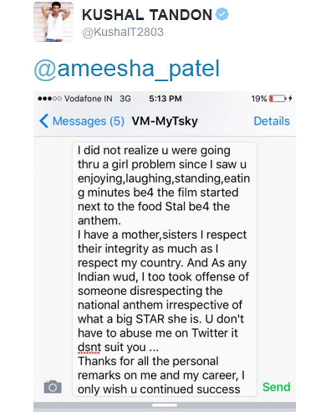 Kushal Tandon Responds To Ameesha Patel Calling Him A ‘Jackass’