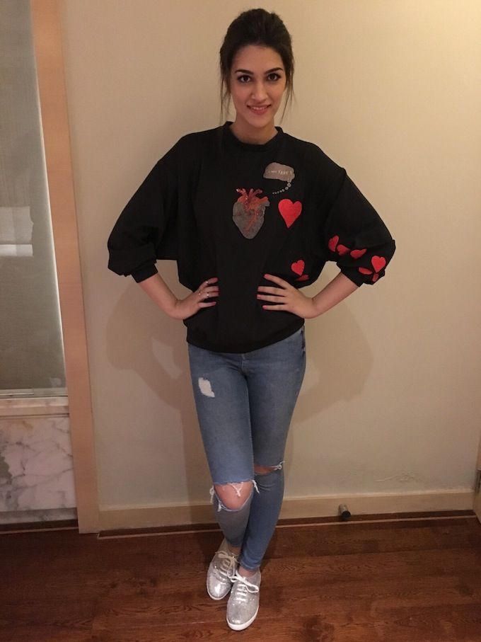 Kriti Sanongives aus a taste of a little print play in knits