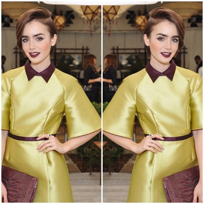 Lily Collins (Source: Instagram @bridgetbragerhair)