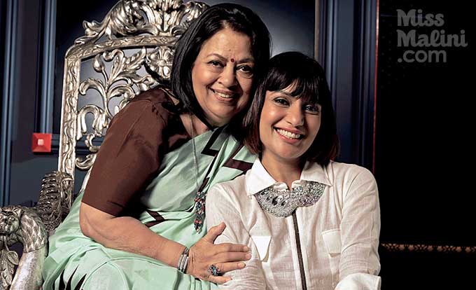 MissMalini & her mom wearing Payal Khandwala & Swarovski