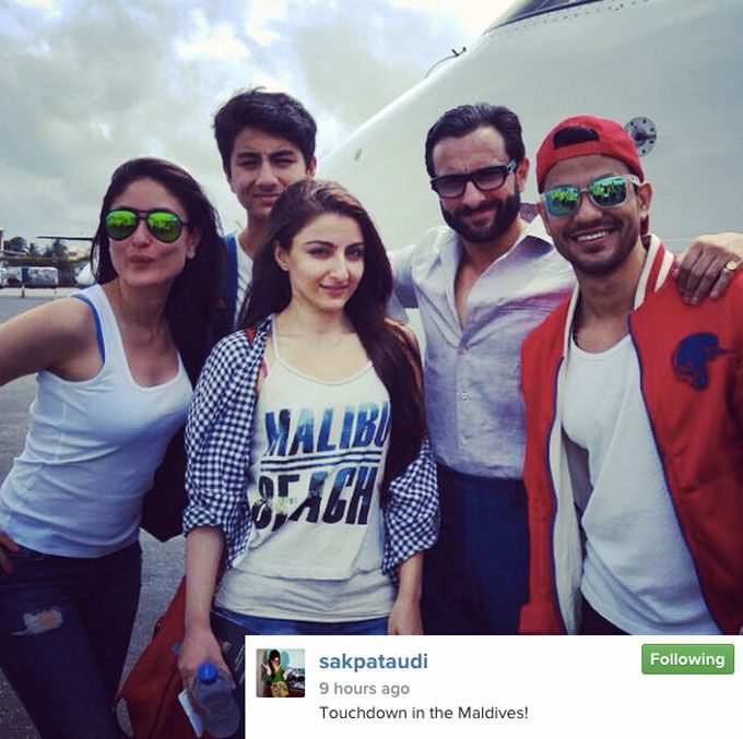 Saif Ali Khan & Kareena Kapoor's family trip | Source: Twitter |