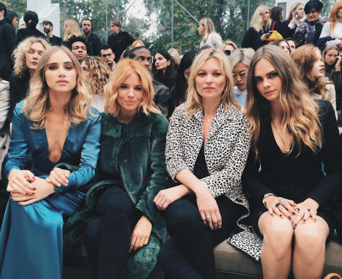 Suki Waterhouse, Sienna Miller, Kate Moss and Cara Delevingne (Source: Instagram/@Burberry