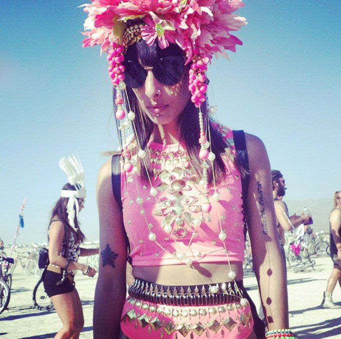 Anushka's Pink Blossom look at Burning Man (source: @anushm on Instagram)