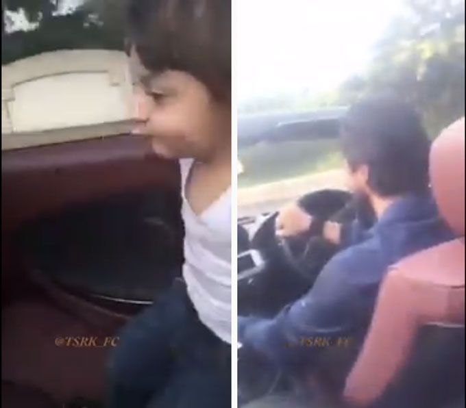 *Video* AbRam Khan Adorably Dances In The Backseat Of The Car As Shah Rukh Khan Drives
