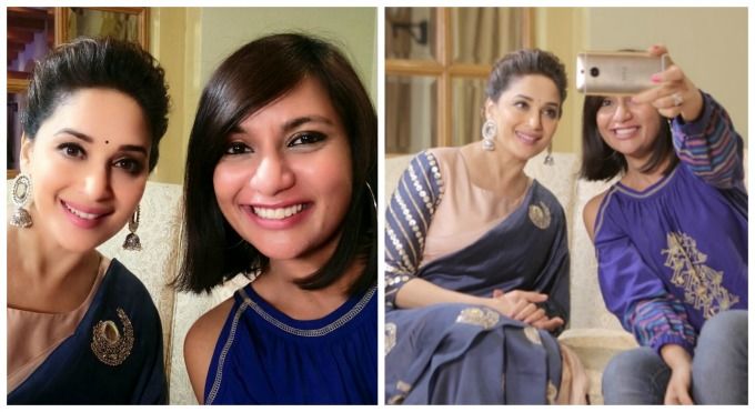 MissMalini poses for a selfie with Madhuri Dixit