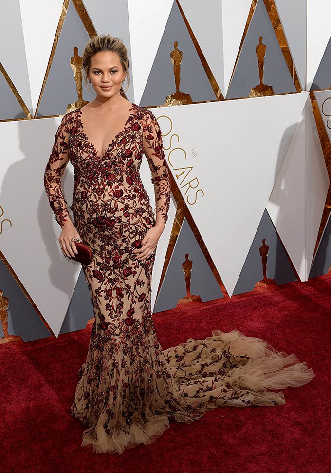 Chrissy Teigen in Marchesa (Courtesy: Image Collect)