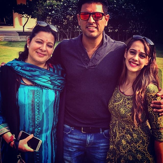 Yuvraj with his mother and Hazel | Source: Instagram |