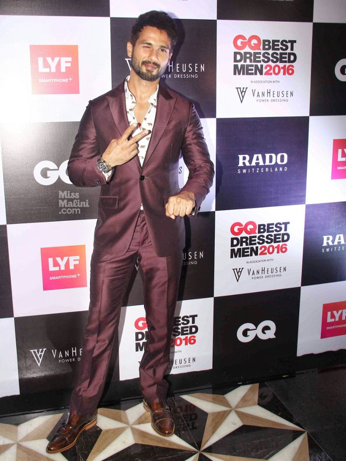 Shahid Kapoor in ZZegna and Tod’s at the 2016 GQ Best Dressed party
