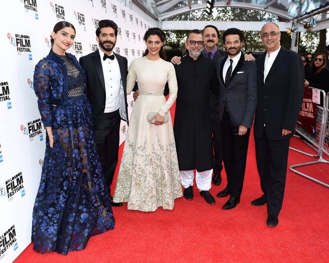 Sonam Kapoor, Harshvardhan Kapoor, Saiyami Kher, Rakeysh Omprakesh Mehra, Rohit Khattar, Anil Kapoor and Art Malik attend the 'Mirzya' Love Gala screening during the 60th BFI London Film Festival at Embankment Garden Cinema on October 6, 2016 in London, England (Photo courtesy | Zimbio)