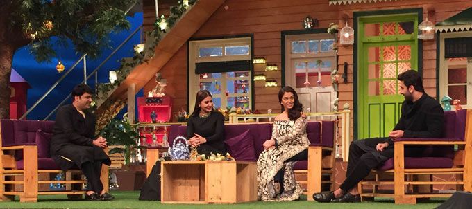 Anushka Sharma, Ranbir Kapoor, Aishwarya Rai and Kapil Sharma on The Kapil Sharma Show