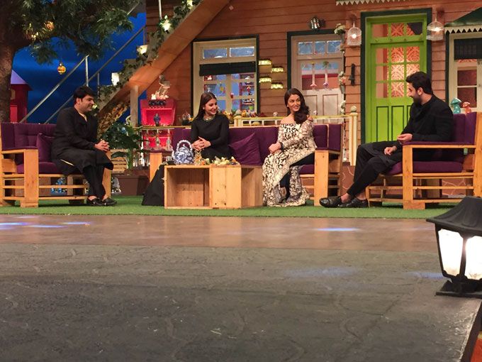 Anushka Sharma, Ranbir Kapoor, Aishwarya Rai and Kapil Sharma on The Kapil Sharma Show | Source: Dharma Productions Twitter