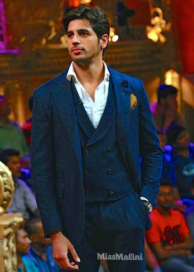 Sidharth Malhotra in Ermenegildo Zegna A/W’16 during Baar Baar Dekho promotions on Comedy Nights Bachao (Photo courtesy | Viral Bhayani)