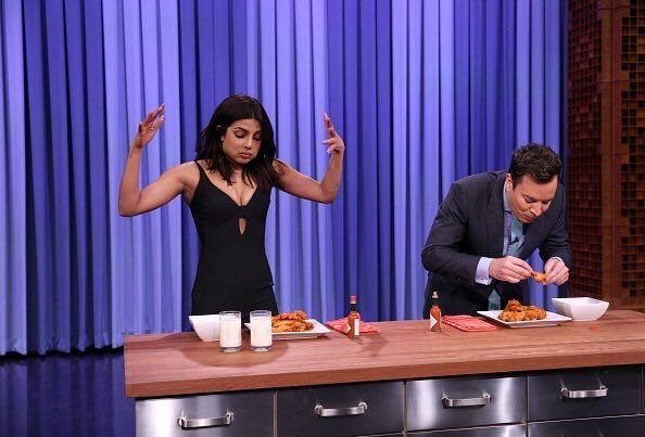 Video: Priyanka Chopra & Jimmy Fallon Have A Hilarious Wing-Eating Contest