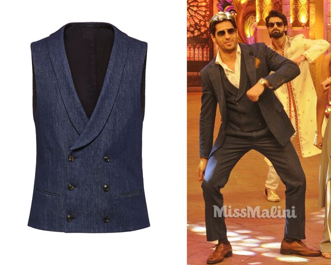 Sidharth Malhotra in Trofeo wool denim double-breasted waistcoat from Ermenegildo Zegna's A/W’16 collection during Baar Baar Dekho promotions on Comedy Nights Bachao (Photo courtesy | Viral Bhayani)