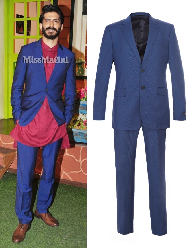 Harshvardhan Kapoor in Paul Smith, Vaibhav Singh and H by Hudson during the Mirzya promotions at The Kapil Sharma Show (Photo courtesy | Viral Bhayani/Genesis Luxury)