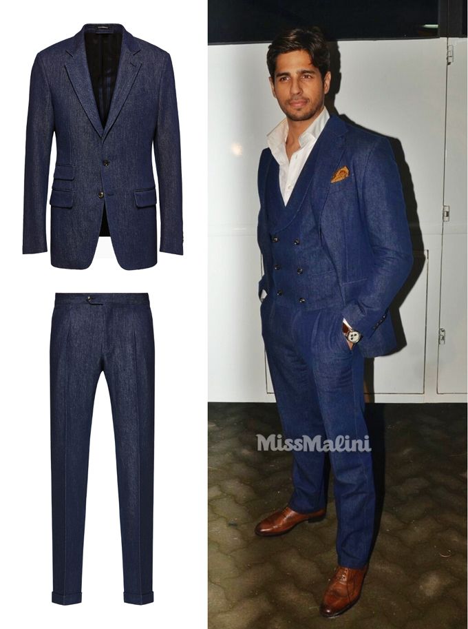 Sidharth Malhotra in three-piece Trofeo wool denim suit from Ermenegildo Zegna's A/W’16 collection during Baar Baar Dekho promotions on Comedy Nights Bachao (Photo courtesy | Viral Bhayani)