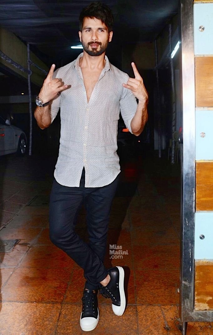 Shahid Kapoor in Barena, Dsquared2 and Rick Owens at Udta Punjab success party (Photo courtesy | Viral Bhayani)