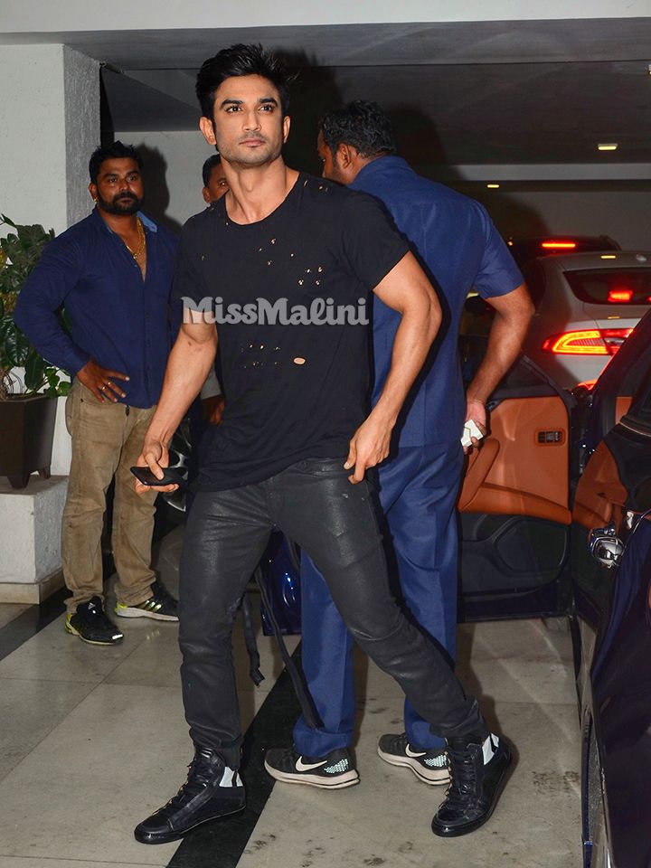 Sushant Singh Rajput in Ben Taverniti™ Unravel Project and Ylati Footwear during Raabta promotions (Photo courtesy | Viral Bhayani)