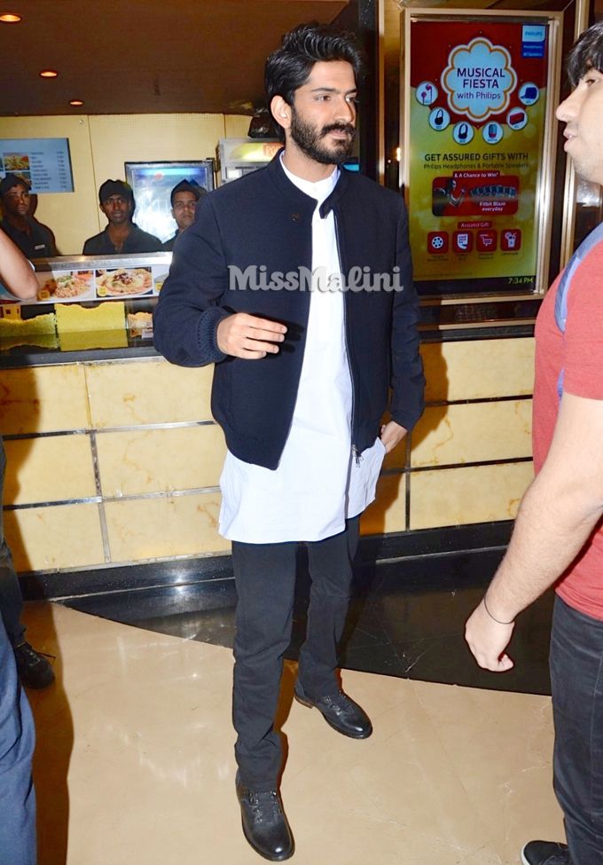 Harshvardhan Kapoor in Ermenegildo Zegna Autumn/Winter’15, Raghavendra Rathore, Armani Jeans and Alberto Torresi at the Mirzya all-girls screening (Photo courtesy | Viral Bhayani)