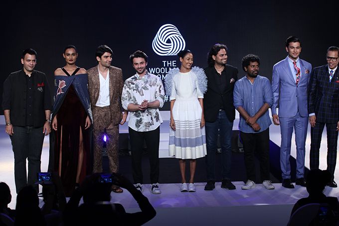 Designers with their showstoppers at the Woolmark Company Designer Showcase