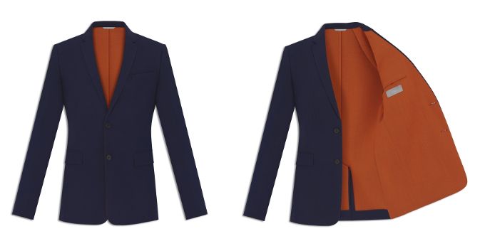 Dior Homme in navy blue and orange double-sided two-button jacket