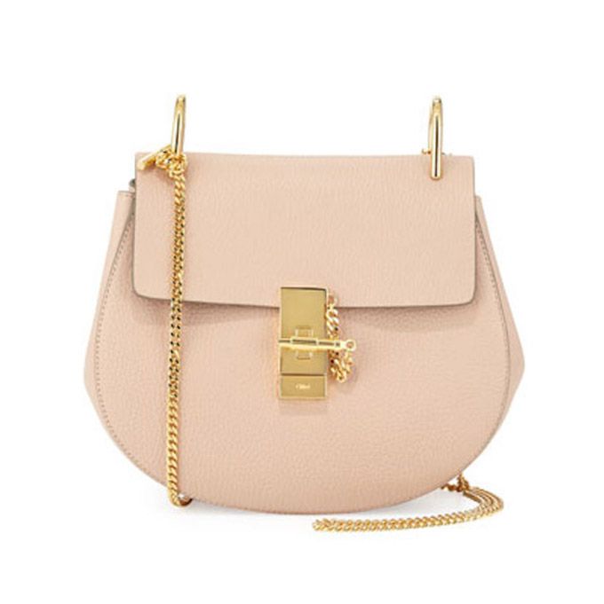 Chloe Drew Chain Saddle Bag in Cement Pink
