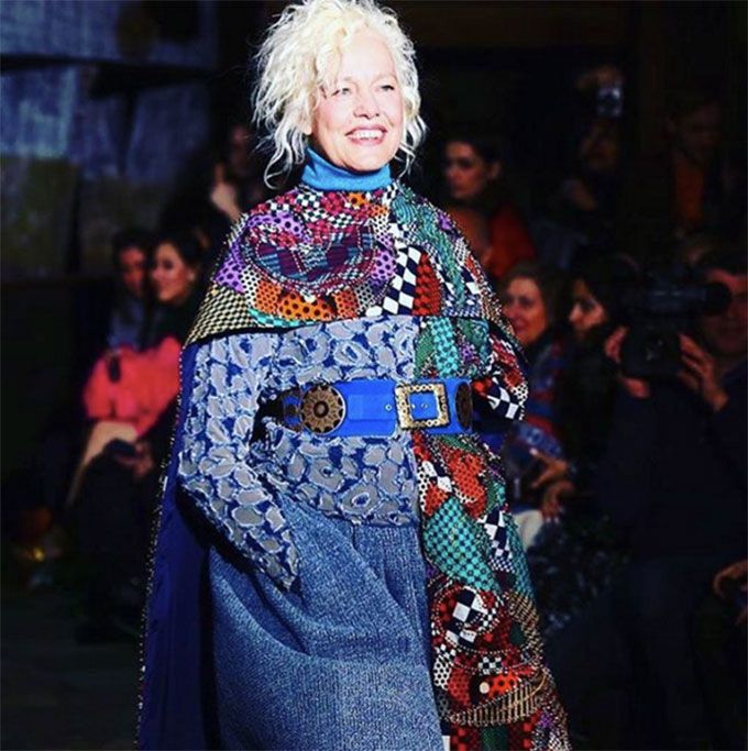 Ellen von Unwerth walking for Manish Arora at Paris Fashion Week (Source: Ellen von Unwerth Instagram)