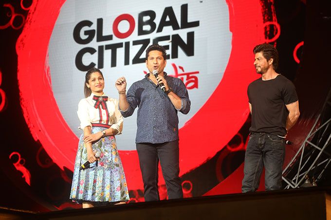 Frieda Pinto, Sachin Tendulkar & Shah Rukh Khan at Global Citizen India 2016