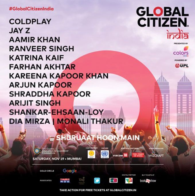 Global Citizen India 2016 Lineup