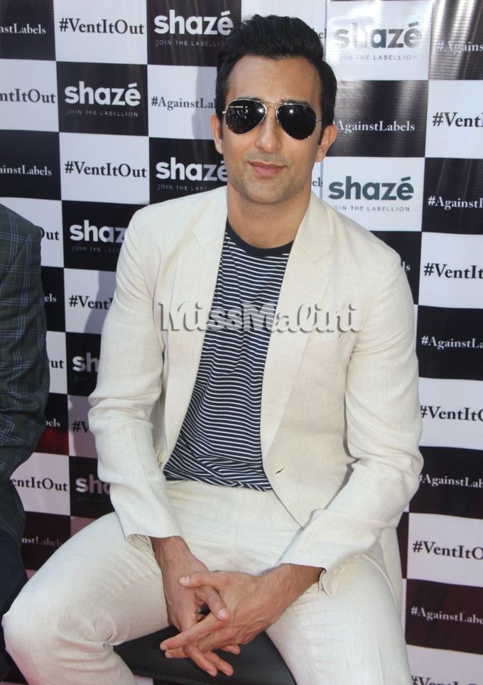 Rahul Khanna in Narendra Kumar Ahmed and adidas Originals ‘Court Vantage’ navy suede sneakers at the opening of shazé’s Colaba store (Photo courtesy | Viral Bhayani)