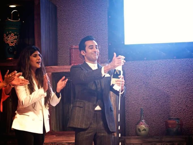 Rahul Khanna, in Canali A/W’15, and Ananya Birla, founder and CEO of CuroCarte