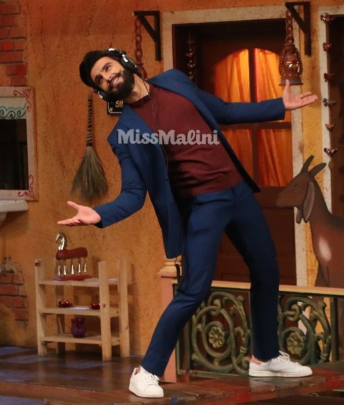 Ranveer Singh in Arjun Kilachand Homme and adidas Originals for Befikre promotions on The Kapil Sharma Show (Photo courtesy | Viral Bhayani)