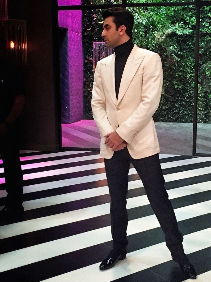 Ranbir Kapoor in Tom Ford and Saint Laurent Paris on Koffee With Karan (Photo courtesy | Vainglorious)
