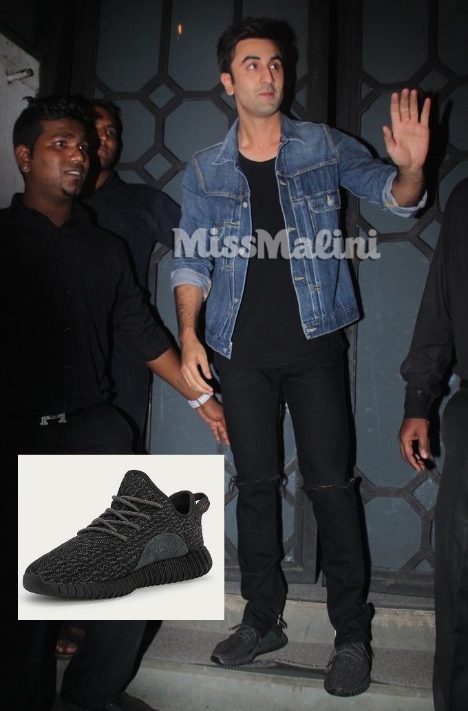 Ranbir Kapoor in adidas Yeezy Boost 350 ‘Pirate Black’ sneakers to Jitesh Pillai’s birthday party (Photo courtesy | Viral Bhayani)