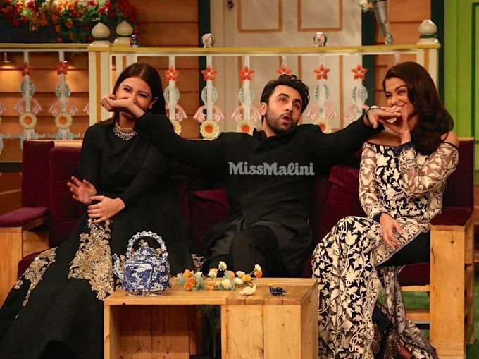 Anushka Sharma, Ranbir Kapoor and Aishwarya Rai Bachchan for Ae Dil Hai Mushkil promotions on The Kapil Sharma Show (Photo courtesy | Viral Bhayani)