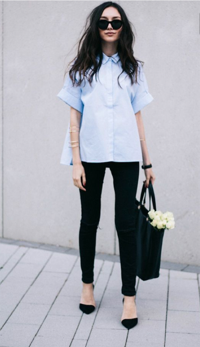 You definitely need at least two or three well structured shirts in your minimalistic wardrobe. Pic: maxinepanlilio.blogspot..com
