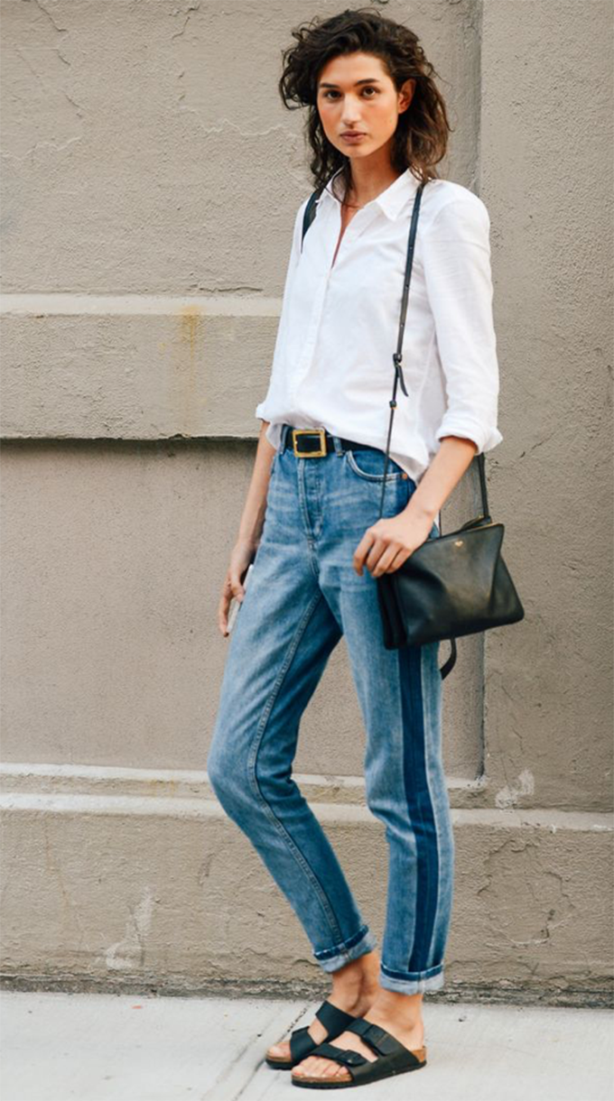 Berks look great even with a classic white shirt and denims. Easy and practical. Pic: bloglovin.com