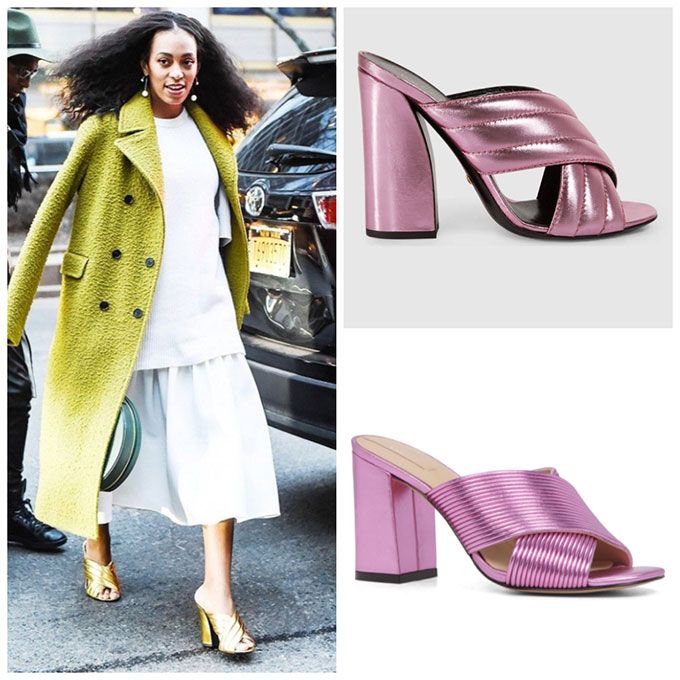 Gucci Crossover Metallic Sandal worn by Solange Knowles