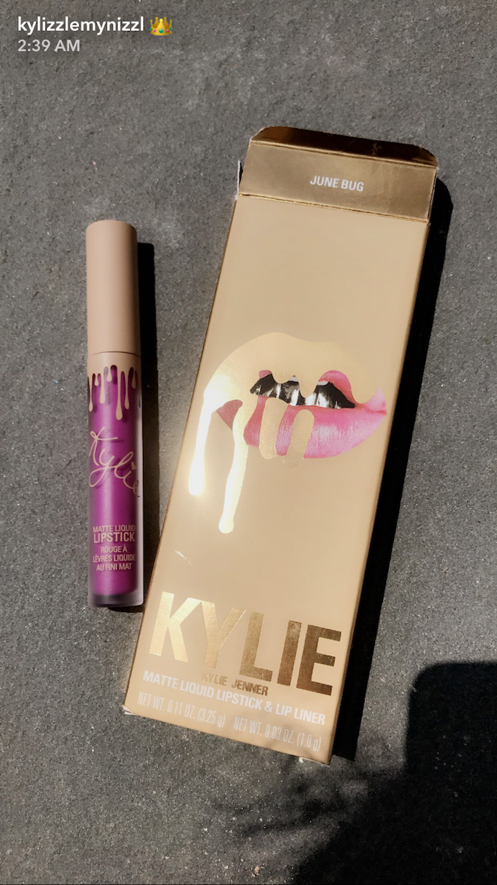 Kylie Cosmetics Matte Lipkit in June Bug (Source: Snapchat)
