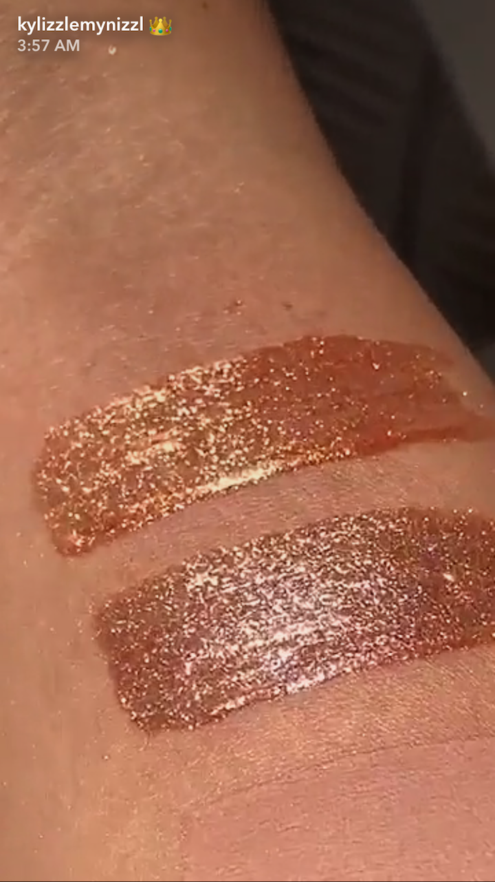 Kylie Cosmetics Glitter Glosses in Glitz and Glamour (Source: Snapchat)