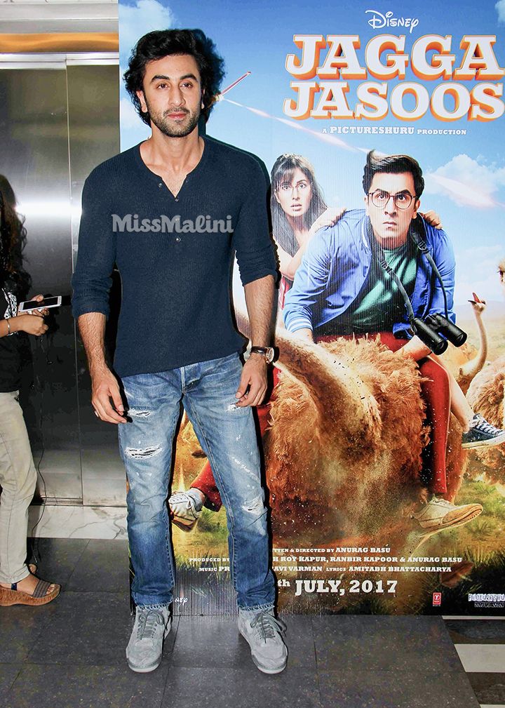 Ranbir Kapoor in KAWS x Air Jordan 4 during Jagga Jasoos promotions (Photo courtesy | Viral Bhayani)