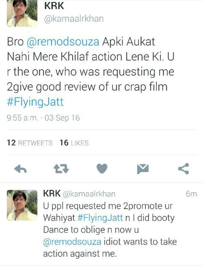 Kamaal R Khan's tweets Source: Spotboye