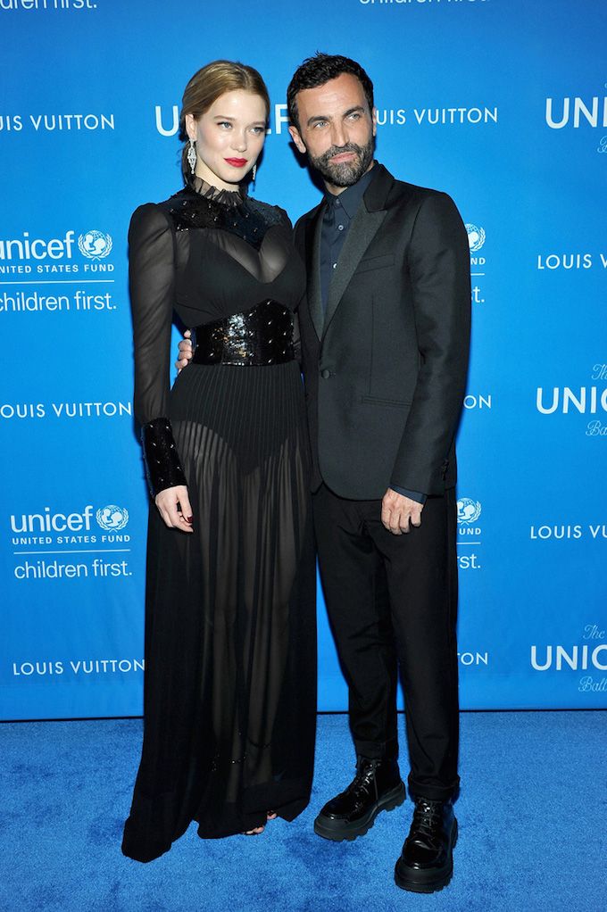 Lea Seydoux & Nicolas Ghesquiere (Photo by Donato Sardella/Getty Images for U.S. Fund for UNICEF)