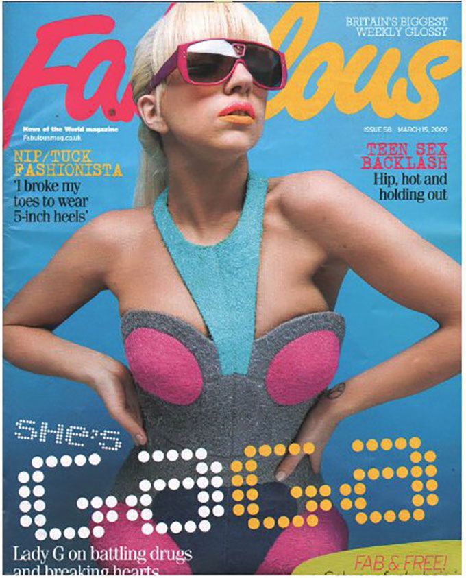 Lady Gaga Fabulous Cover March 2009 (image Courtesy: Manish Arora Facebook)