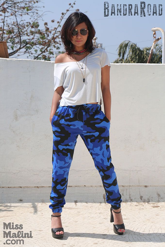 Malini looking pretty badass in our Miss E joggers and BR classic V-neck tee.
